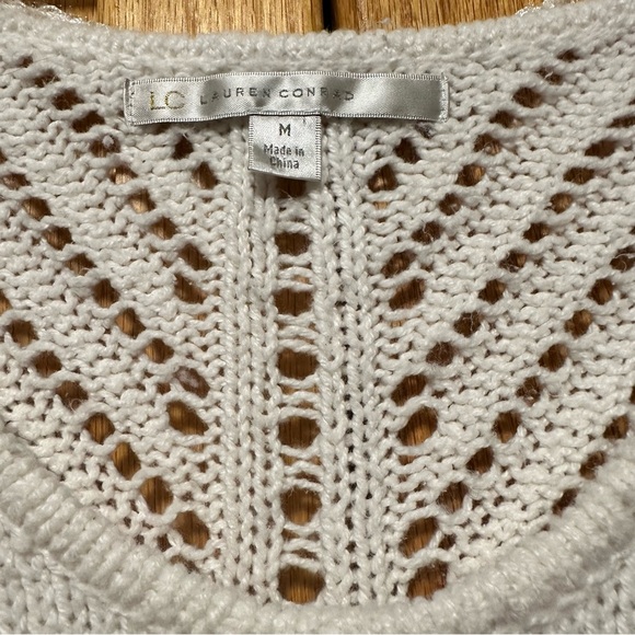 LC Lauren Conrad Elegant White Knit Sweater size M - Picture 5 of 5